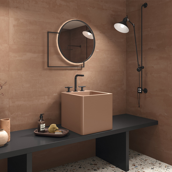 Faïence murale rectifiée effet béton Hoss - 30,0 cm x 90,0 cm - ép. 8,70 mm - coloris Cinnamon mat