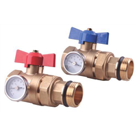 Paire de vannes à sphère droites porte-thermomètres pour Plancher Chauffant