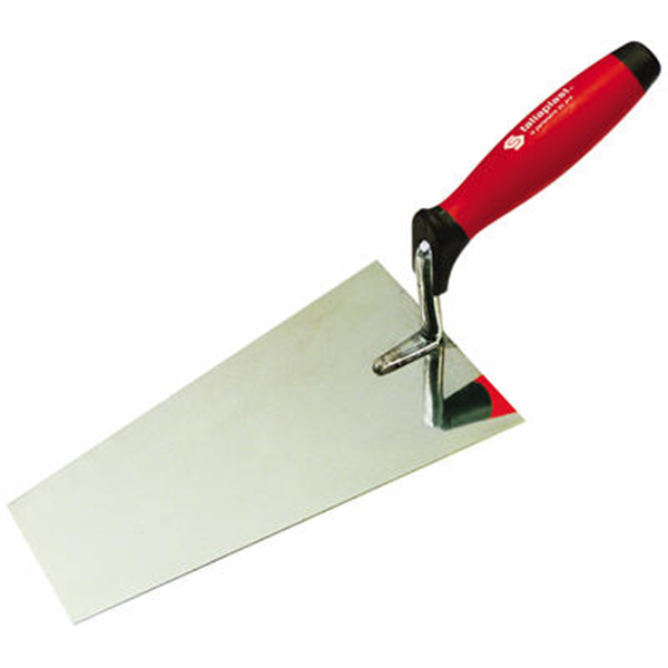 Truelle lisseuse inox bout carré manche bi-matière longueur 20 cm