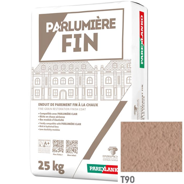 Enduit de parement à la chaux à grain fin Parexlanko Parlumière - T90 Terre rosée - Sac de 25 KG