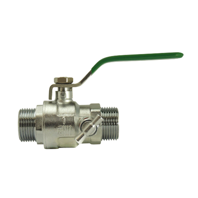 Vanne sphérique à purge avec poignée plate double mâle MM 3/4" (20x27) Noyon et Thiebault - Arrêt 1/4 de tour