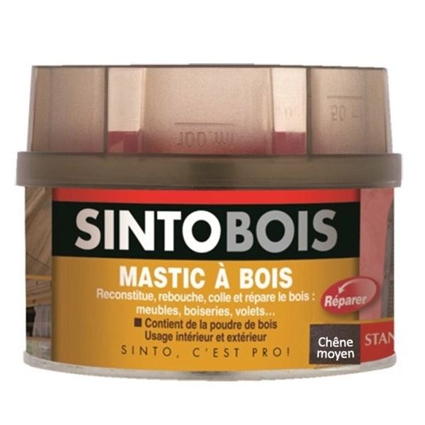 Mastic à bois pour réparations courantes - Séchage rapide - Couleur Chêne moyen - Boîte 550gr