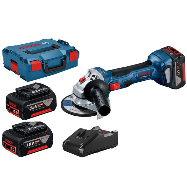Meuleuse Bosch Ø125mm GWS 18V-7 2 batteries GBA 18V 4,0Ah Chargeur GAL 18V-40 L-Boxx