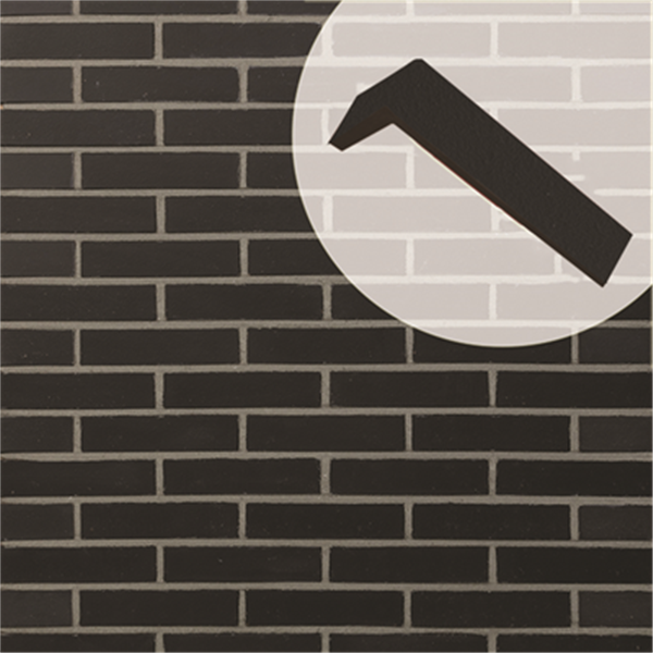 Plaquette d'angle de parement mural en terre cuite lisse Terreal PL12 Noir engobé - 22 CM x 10,5 CM x 14 / 50 MM