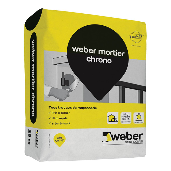 Mortier rapide WEBER MORTIER CHRONO ENAE prêt à l'emploi 25,0 kg