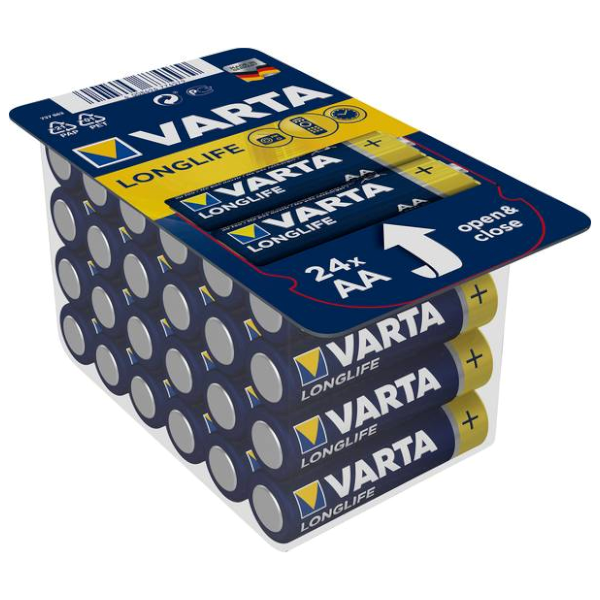 Piles alcalines Varta Longlife AA / LR6 1.5V - Lot de 24