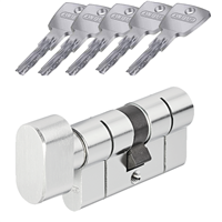 Cylindre à bouton haute sécurité Abus D66 à 6 goupilles pour serrure à profil européen - 5 clés - 30 x 30 mm