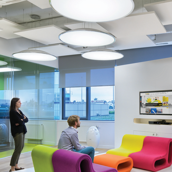 Îlot flottant acoustique Ecophon Solo Square à suspendre - Blanc - 1200 MM x 1200 MM - ép. 40 MM - lot de 4