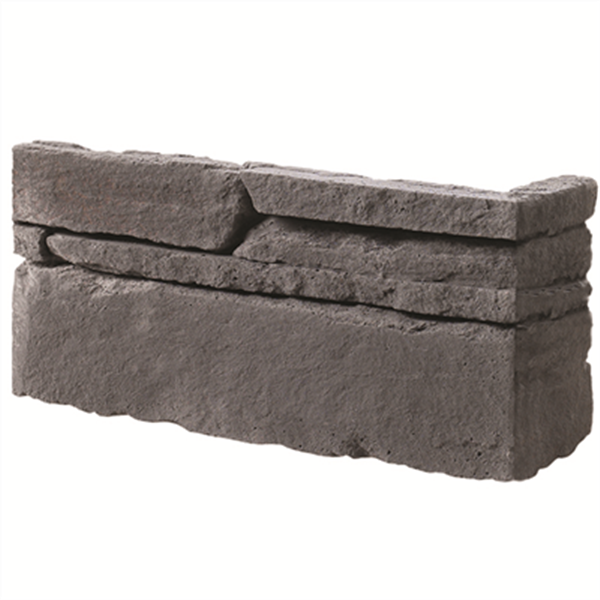 Chaine d'angle en pierre reconstituée pour parement mural Rocky Mountain Anthracite - Longueur 31 cm x Largeur 10 cm - Hauteur 7.5 - 15 cm - Ép. 2 - 4 cm