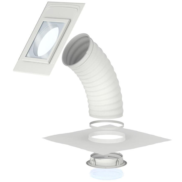Conduit de lumière pour toiture ardoise en pente Velux Sun Tunnel TLF avec tube alu flexible et raccord intégré