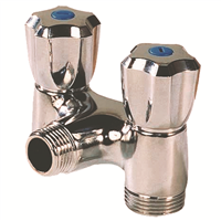 Robinet à clapet double sorties pour machine à laver - M1/2" - Sorties M3/4