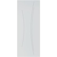 Porte coulissante prépeinte alvéolaire pour châssis à galandage - Kaori Gypso - 204 x 83 cm - Trou de doigt et mortaise pour serrure