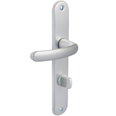 Ensemble poignée de porte à condamnation Vachette Budget argent  - entraxe fixation 195 mm - carré 7 mm