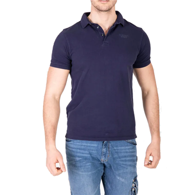 Polo homme manches courtes en tissu respirant - Polage Rica Lewis - Marine effet vintage - Taille S