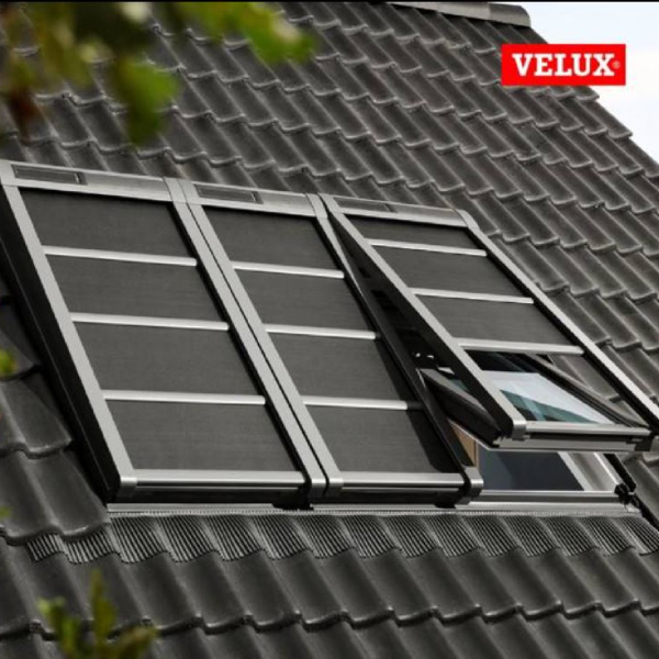 Volet roulant souple solaire SSSS pour verrière 3 en 1 Velux FFKF08 - 188,00 cm x 140,00 cm - Gris anthracite