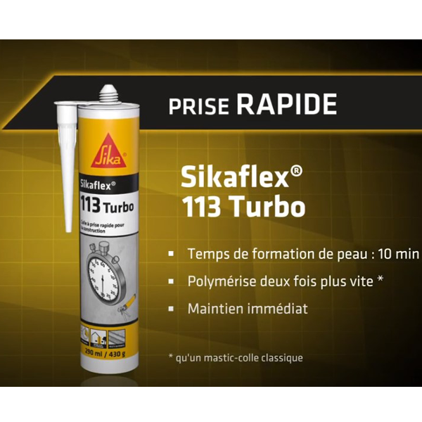 Colle à prise rapide Sikaflex 113 Turbo Blanc Cartouche de 290 ml