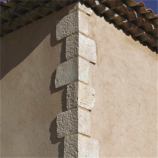 Chaîne d'angle de façade en pierre reconstituée - Manoir - ton Pierre - hauteur 25,0 MM