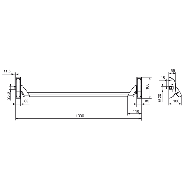 Serrure anti-panique Vachette 6810 gris porte PVC et alu réversible avec gâche - 100 cm