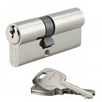 Cylindre européen double entrée nickelé Thirard mécanisme 5 goupilles 30 x 40 mm - livré avec 3 clés