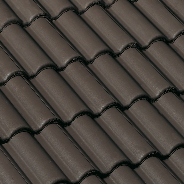 Tuile béton grand moule à fort galbe - Plein Ciel - Brun - 42 x 33.2 cm