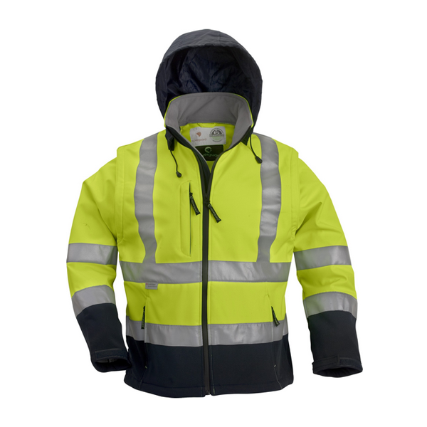 Veste haute visibilité softshell Station Coverguard manches amovibles - Jaune et marine - Taille 3XL