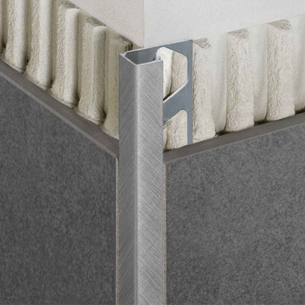 Profilé de finition pour angles sortants de carrelage Quadec - Acier brossé - H = 10 MM - longueur 3 M