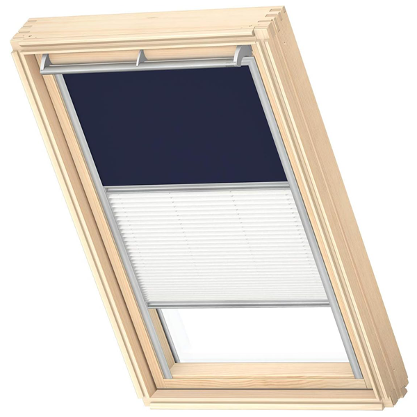 Store Duo occultant et tamisant Velux DFD-S pour fenêtre de toit SK06 - 114,0 CM x 118,0 CM - Bleu/Blanc