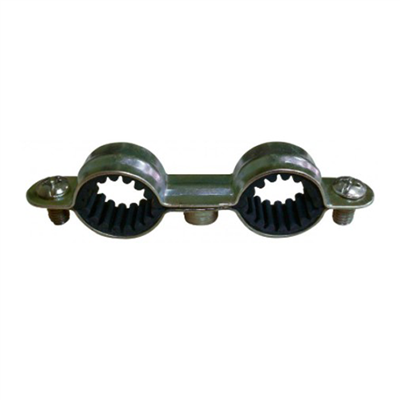 Collier sanitaire isophonique double - Fixation tuyauteries Ø14 mm Acier zingué blanc - Lot de 10