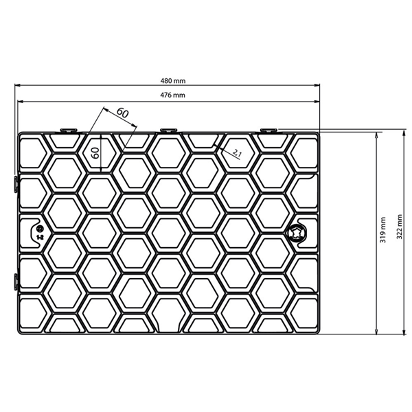 Dalle gazon carrossable avec système d'accroche Urbanit - 476 x 319 mm - ép. 57 mm