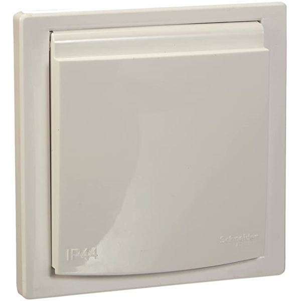 Prise de courant 2P+T avec clapet étanche Schneider Asfora complet - à encastrer - blanc - IP44 - 16 A - 230 V