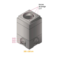 Elément de regard carré 1000x1000 - H600 - 2 échelons