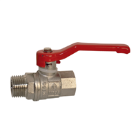 Vanne à boisseau sphérique laiton mâle femelle - 1/4 de tour - 26 x 34 mm - Manette rouge