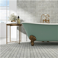 Carrelage mosaïque en céramique effet Pierre - 5 x 5 cm - plaque de 30 x 30 cm - Travertin blanc