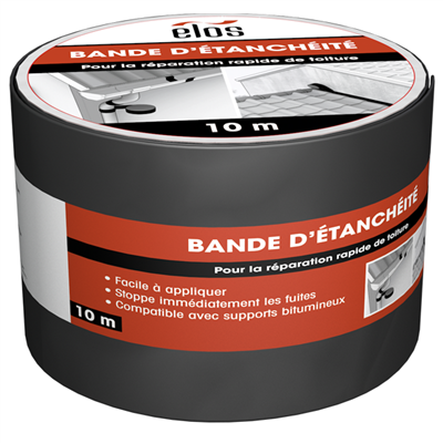 Bande d'étanchéité à l'eau autocollante bitumineuse Elos - 10 CM x 10 M - Gris