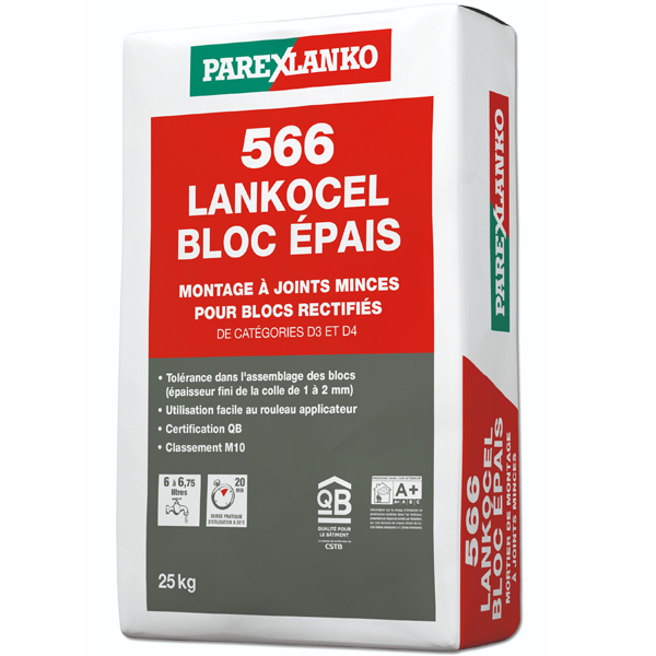 Mortier-colle 566 LANKOCEL BLOC EPAIS  pour un montage à joint mince