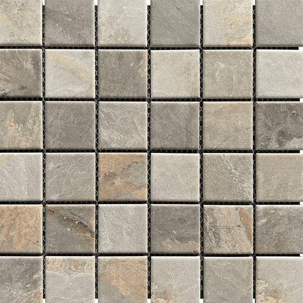 Carrelage mosaïque céramique antidérapante - 5 x 5 cm - Bali - plaque de 30,6 x 30,6 cm - Beige