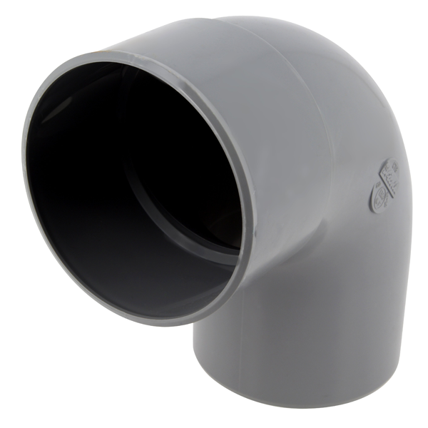 Coude d'évacuation à 87'30° Mâle/Femelle - PVC gris - diamètre 140 mm - Nicoll