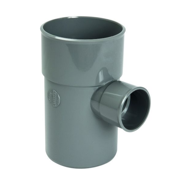 Embranchement simple mâle/femelle - Diamètre 100/40 mm - Degré angle 87°30 - À coller - PVC - Gris