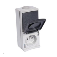 Prise perle 16a+ interrupteur gris ip55