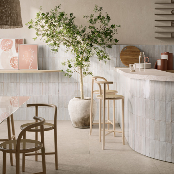 Faïence brillante effet Zellige - Look Glossy - 24,0 CM x 6,0 CM - ép. 10,00 MM - Bianco