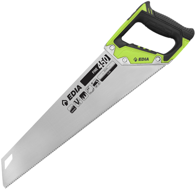 Scie égoïne à denture fine Hardpoint Edia pour tout type de bois et plastique - longueur 450 mm - 11 dents/pouce