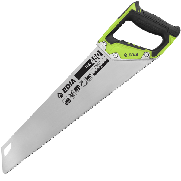 Scie égoïne à denture fine Hardpoint Edia pour tout type de bois et plastique - longueur 450 mm - 11 dents/pouce