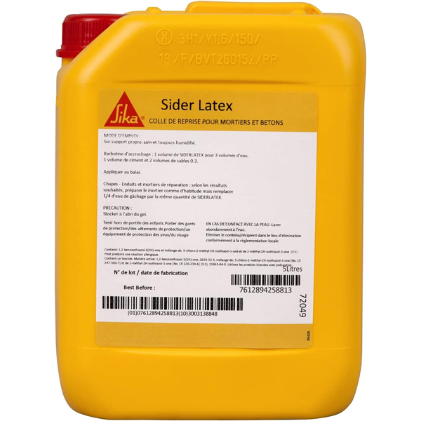 Résine à mélanger à l'eau de gâchage des mortiers et béton - Sider Latex - bidon de 5 LTR