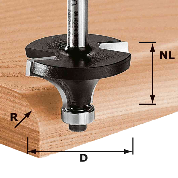 Fraise à profiler quart de rond pour moulures HW S8 Festool - Queue Ø 8 mm - Rayon 3 mm