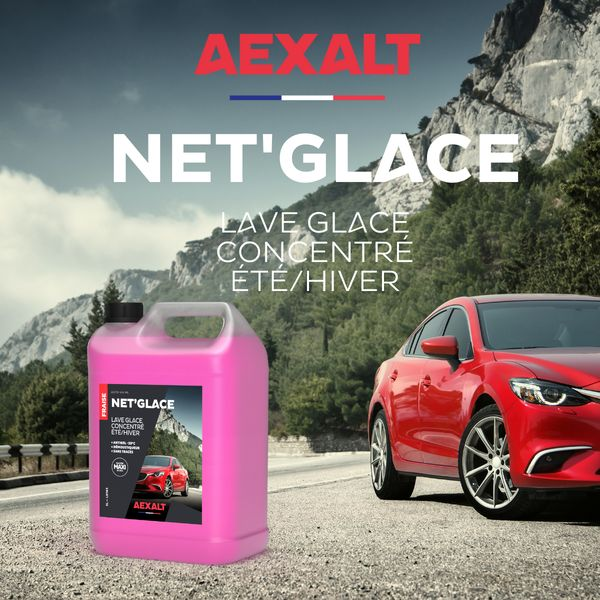 Lave glace concentré antigel -20°C - Net'Glace Aexalt - parfum fraise - bidon de 5 litres