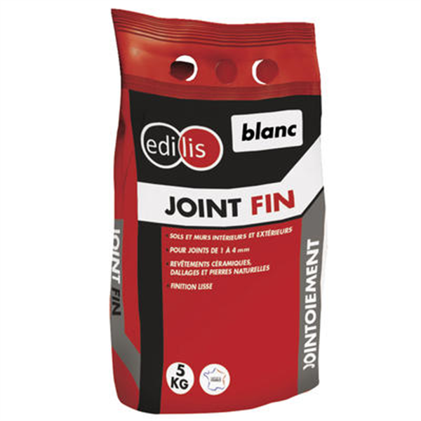 Joint fin Blanc Edilis pour sols et murs - 1 à 4 mm de largeur - Alupack de 5 KG