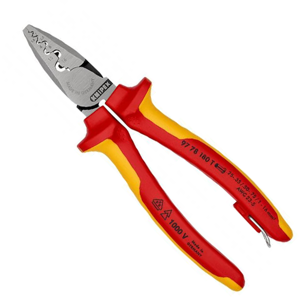 Pince à sertir pour embouts de câble de 0,25 à 16 mm²  - 97 78 180 Knipex - Isolée 1000V