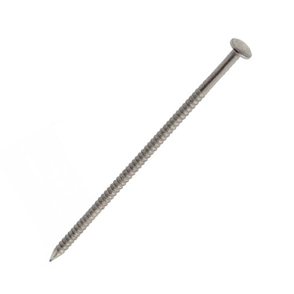 Pointe annelée tête bombée en acier inoxydable A4 filetage total - 2.5x45mm - boîte de 1kg