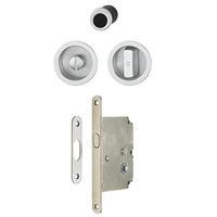 Set pour porte coulissante intérieure à condamnation aluminium chromé mat Hoppe - axe 50 mm