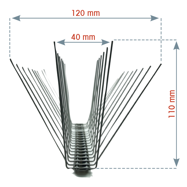 Dispositif anti-pigeon - Pics anti-volatiles Hauteur 11 cm - Long.0,50 MM - Inox anti-rouille